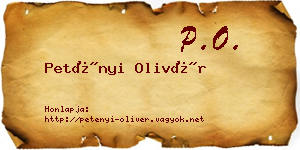 Petényi Olivér névjegykártya